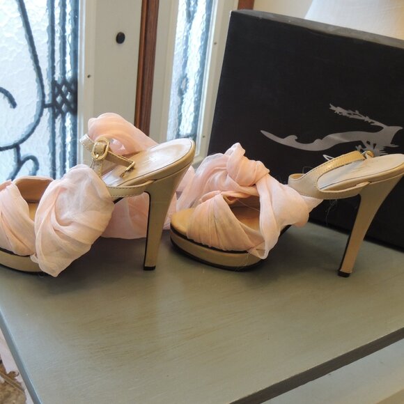 Pink Chiffon Wrap High Heel Sandals – Size 39 - Picture 5 of 9